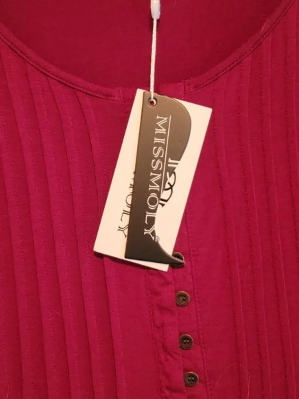 Peasant Top, Bell Sleeve, Lace Inset, Henley Button Blouse - Picture 3 of 5